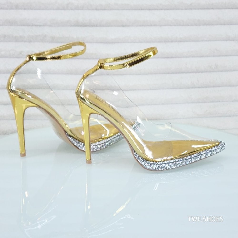 Timeless Gold Translucent Metallic Mini Rhinestone Platform Pump… - Picture 6 of 9